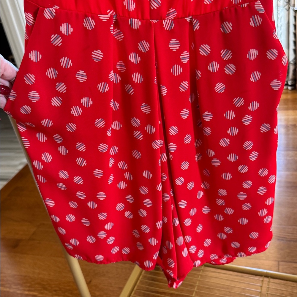 BCBGeneration Red Patterned Romper, 2 - Picture 3 of 6